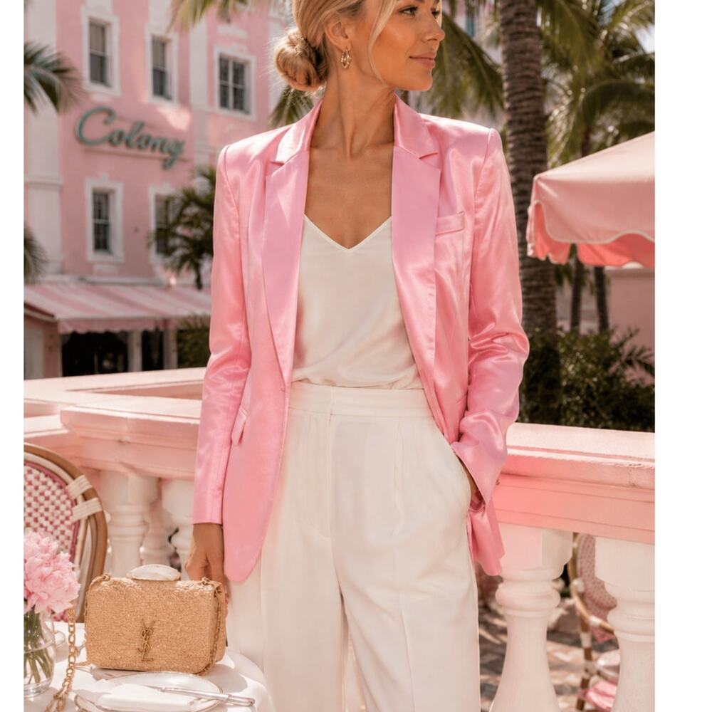LoveShackFancy Astara Silk Blazer Sweet Pink NWT size 2